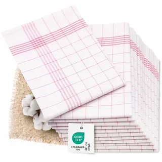 ZOLLNER Geschirrtuch 27200, 50 x 70 cm - super saugstarke und fusselfreie Küchentücher – waschbar bis 95°C – in rot weiß kariert - Gastronomiequalität - Oeko Tex® Zertifiziert