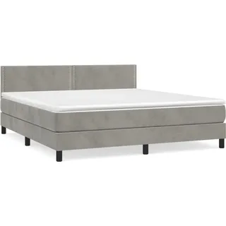 vidaXL Boxspringbett mit Matratze Hellgrau 180x200 cm Samt - Grau