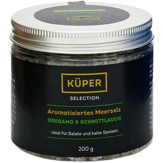 Küper Selection – 200g Aromatisiertes Meersalz mit 1,4% Oregano, 1% Schnittlauch, schwarzem Pfeffer und Knoblauch in grober Körnung
