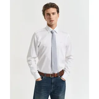 Gant für Herren. 3230300 Slim Fit Hemd aus weißem Satin (3XL), Lässig, Party, Baumwolle, Klassisch, Langarm