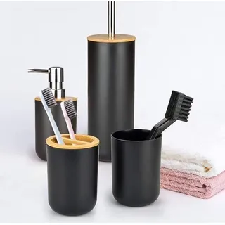 Bambus-Badezimmer-Set 6-teilig mit Seifenschale und Toilettenbürste