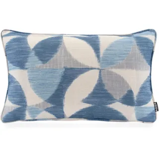 Dekokissen H.O.C.K. "Marbella", blau (blau, dunkelblau, hellgrau, gemustert), B:50cm H:10cm L:30cm, Leinen, Polyester, Dekokissen_Sitzkissen_Kissenhüllen, Dekokissen, Outdoor, Batik-Look, schmutz-& wasserabweisend, mit Reißverschluss