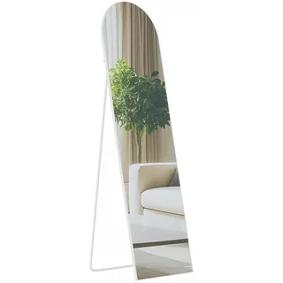 CLP Standspiegel oval 40/3/140 cm Glas Weiß Matt , Weiß, Weiß , 40x140x3 cm , Spiegel, Standspiegel