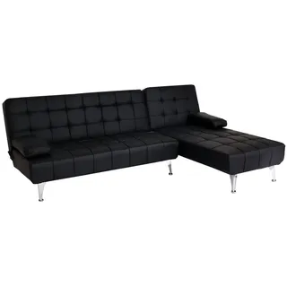 Mendler Schlafsofa HWC-K22, Couch Ecksofa Sofa, Liegefläche links/rechts Schlaffunktion 236cm - Kunstleder schwarz