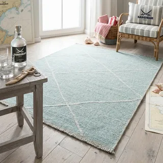 Sansibar Braderup Webteppich 80 x 150 cm Blau