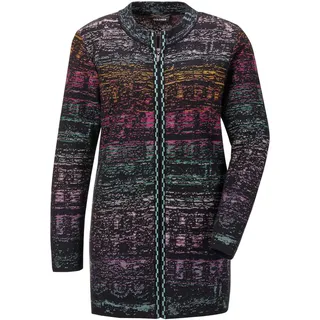 Strickjacke GOLDNER "Kurzgröße Multicolor-Cardigan mit Stehkragen", Damen, Gr. 20, bunt, Obermaterial: 50% Baumwolle CO. 50% Polyacryl PAN., Tubular, Strickjacken Strickjacke, Jacquardmuster