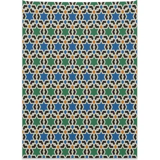 Abakuhaus marokkanisch Wandteppich, Hexagon Sterne Muster aus Weiches Mikrofaser Stoff Kein Verblassen Klare Farben Waschbar, 110 x 150 cm, Schwarz Grün Blau - Grün