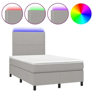 vidaXL Boxspringbett mit Matratze & LED Hellgrau 120x190 cm Stoff - Grau