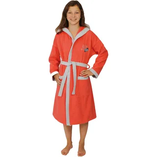 Kinderbademantel WÖRNER "Freedom" Gr. 176, rot (erdbeer), L:100cm, Baumwoll-Webfrottier, Hausmäntel, Kinderbademantel, mit Stickerei, mit Taschen, maschinenwaschbar, trocknergeeignet