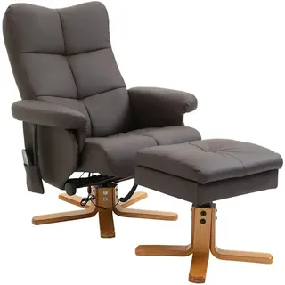 HOMCOM Massagesessel mit Fußhocker 145 Grad Neigbar Braun 80 x 86 x 99 cm