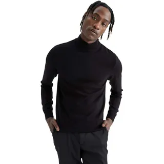 DeFacto Herren Strick Pullover Langarm Rundhalsausschnitt Sweater - Slim fit Pulli für Herren Oberteile Black,XL