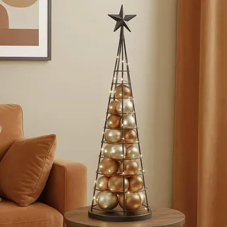 Deko-Baum HWC-O91, Weihnachtsbaum Schmuckbaum Weihnachtsdeko Christbaum zum Beschmücken, Metall 90cm schwarz - Schwarz