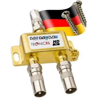 TronicXL 2-Fach BK Verteiler Premium TV Kabel Adapter Antennenverteiler Kabelfernsehen DVBC zb für Unitymedia Splitter Unicable