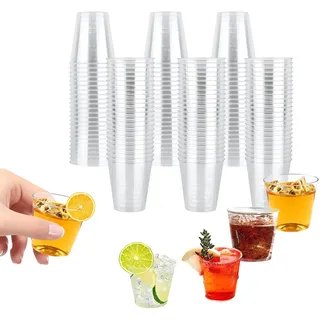 Behiruch 200 Stück, Schnapsgläser aus 30ml Wiederverwendbar PS-Kunststoff