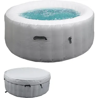 Whirlpool HWC-N97, Ersatz-Pool 4 Personen, In-/Outdoor aufblasbar PVC laminiert, rund Ø180cm grau-weiß