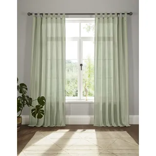 Vorhang ANDAS "Elby 1" Gr. 5, grün (olive), B:142cm H:255cm, Jacquard, Baumwolle, Polyester, Gardinen, Vorhang, transparent, basic, monochrom, bis 295 cm Länge