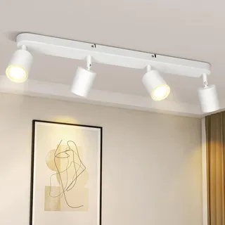 ZMH LED Deckenleuchte 4 Flammig Deckenstrahler Weiß: Spots Deckenlampe Flur Strahler Flurlampe GU10 Modern Deckenspot Schwenkbar für Schlafzimmer Esszimmer Küche Wohnzimmer - Ohne Leuchtmitte