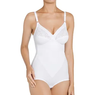 Miederbody TRIUMPH "Formfit BS X", Damen, Gr. 80, Cup D, weiß, Obermaterial: 54% Polyamid, 22% Baumwolle, 19% Elasthan, 5% sonstige Fasern, figurbetont, Bodys Miederbody, florale Spitze, runder Rückenausschnitt, tiefer V-Ausschnitt