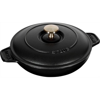 Staub Ofenform/Servierplatte/Auflaufform mit Deckel, 20 cm, 0,75 l, aus Gusseisen, Für alle Herdarten inkl. Induktion & Backofen, Schwarz