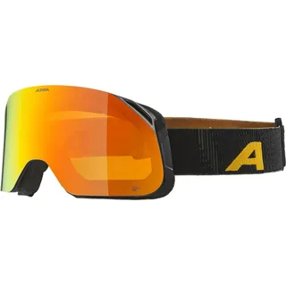 Alpina Blackcomb Q-LITE - Stylische Skibrille für Damen und Herren, Anti-Fog, effektive Luftzirkulation, Verspiegelte Scheibe, black-yellow matt