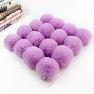 15 Stück Kunstfell Pompon Fellbommel 6cm Kunstfell Bommel Fellbommel Pom Pom DIY mit Gummiband Kunstfell Pom Ball für Mützen Schlüsselanhänger Schals Tasche Strickmütze Zubehör -Lila