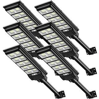 papasbox 6 Stück 500W LED Solar Straßenlaterne mit Fernbedienung | Solarbetriebene 6500K Straßenlampe Wandleuchte mit Bewegungsmelder Sensor | Außen Wegeleuchte im Freien Straßenleuchte