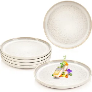 Sänger Speiseteller SET KEY West - 6 teilig aus Steingut , Creme , 6-teilig , kratzfest , Geschirr, Teller, Speiseteller