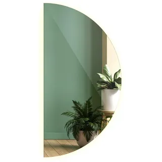 Tulup Halbrunder LED Spiegel 45 x 90 cm Blaugrau