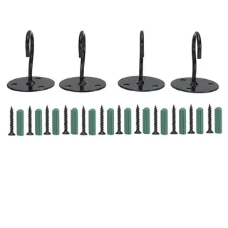 4 stücke Hause Metall Decke Haken Wand Montiert Haken für Laternen Blumentöpfe Windspiele Schwarz - Schwarz