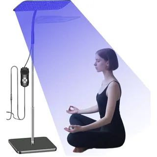 Solarium für Zuhause, Gesichtsbräuner, 660+850nm Solarium Lampe mit 126 LEDs, verstellbare Höhe & Neigung, 3 Modi, 5 Helligkeitsstufen, Timer, tragbare Bräunungslampe für Gesicht und Körper