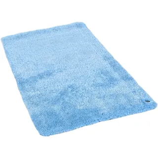 Hochflor-Teppich TOM TAILOR HOME "Soft" Gr. 31, blau (hellblau), B:65cm H:35mm L:135cm, Kunstfaser, Teppiche, Hochflor-Teppich, handgetuftet, Uni-Farben, super weich und flauschig
