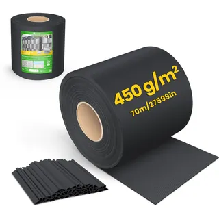 VOUNOT® PVC Sichtschutzstreifen für Doppelstabmatten 70m x 19cm, 40 Befestigungsclips, Sichtschutz Zaunfolie für Stabmattenzaun, Gartenzaun, Zaun, Schwarz