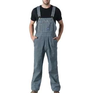 Walls, Herren Latzhose aus Stonewashed Denim, Hickory-Streifen, 36W / 34L