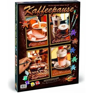 Schipper Malen nach Zahlen Kaffeepause 4 Motive 18x24 cm mehrfarbig