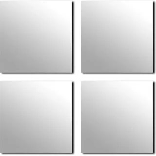 Tendance Spiegel Set quadratisch 4 Stk Glas 20x20x0,2 cm Badezimmer Dekoration - Silber