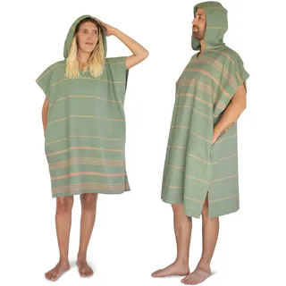 LeStoff Premium Surfponcho - Leicht, Nachhaltig, Saugstark & Schnelltrocknend - 100% Bio-Baumwolle - Strand, Bade, Surf, Camping, Kapuze, Umkleide (Olive-Orange, L/XL)