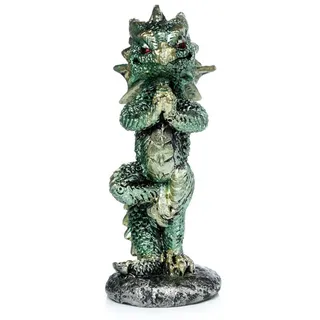 mtb more energy Deko Drachen Figur ''Zen'' - Höhe 10 cm - grüner Drache in Yoga Pose - Dekoration Fantasy Geschenk