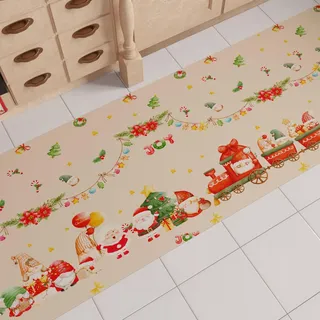 PETTI Artigiani Italiani - Weihnachts-Küchenläufer, Rutschfester und waschbarer Teppich, 52 x 180 cm, Weihnachtswichtel-Teppich, Made in Italy