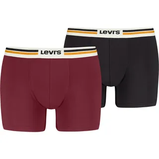 Levis Boxershorts "LEVIS MEN PL SPW LOGO BOXER BRIEF ORG 2P" mit breitem Logobund, rot, schwarz