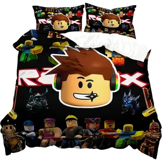 Generisch Rob Bettwäsche, Anime Bettwäsche Set 3 Teilig, Leicht & Atmungsaktiv, Ventilator-Bedding, Für Game Fans, 135x200cm & 80x80cm