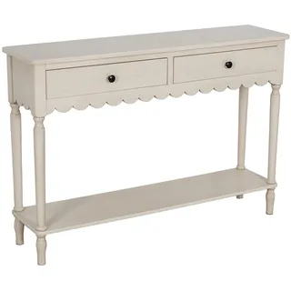 DRW Konsolentisch für den Eingangsbereich mit 2 Schubladen aus Holz in Beige, 110 x 28 x 75 cm, Medidas: 110x28x75cm