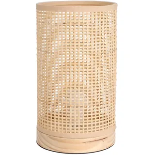 Tischlampe aus Bambus, Kegelform, Sockel aus Kiefernholz, 13 x 23 cm - Beige