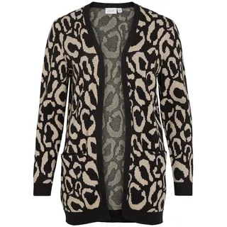 Vila Tif Open Strickjacke - Black Beauty / Jacquard Leo - L