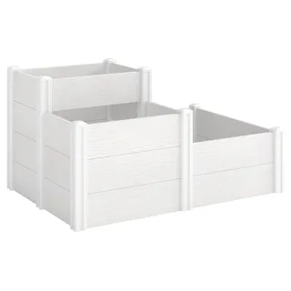 Stapelbares Hochbeet mit 3 Etagen – Modulares Kräuterbeet | Farbe: Weiß | Abmessungen: 80x120x64 cm