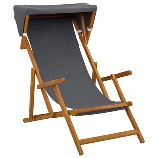 vidaXL Liegestuhl 3 Position Massives Eukalyptus Holz Grau - Grau