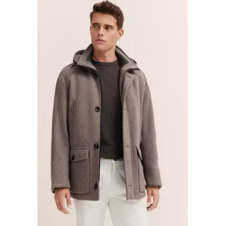 Kurzjacke BUGATTI, Herren, Gr. 56, grau (taupe), 49% Polyester, 40% Wolle, 11% Viskose, unifarben, regular fit, gerader Abschluss, Jacken Kurzjacke, mit Steppnähten