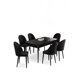 Modernes, ausziehbares Esszimmer-Set mit Tisch und Stühlen (7-teilig)