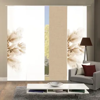 HOME WOHNIDEEN Schiebegardine »KESSI 4er SET« Paneelwagen 4 Stk. tlg. Schiebevorhang Digidruck 4er Set KESSI, beige