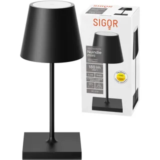 SIGOR Nuindie 2.0 mini LED Akku-Tischlampe, nachtschwarz | Dimmbar • Indoor & Outdoor • IP54 • 25 cm • USB-C • 12 h Leuchtdauer