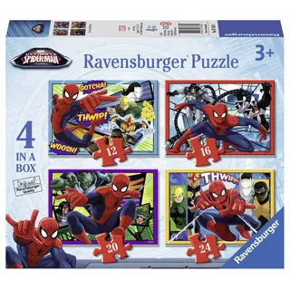 Ravensburger - Puzzle für 4 Jahre alte Kinder in Einer Box, Ultimate Spiderman - 4 Jahre Puzzle, Marvel-Kollektion, beinhaltet 4 Puzzles 12-16-20-24 Progressive Teile, Lernspiele, Geschenkideen